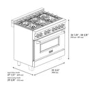 ZLINE Legacy Series Autograph Edition 36-inch Dual Fuel Range with 6 Gas Burner Stove and 4.6 Cu. Ft. Electric Oven in Black Stainless Steel with Gold Accents (RABZ-36-G)
