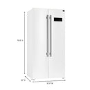 FORNO Espresso Salerno 33" 15.6 cu. ft. Refrigerator in White with Antique Brass Handles, FFRBI1805-33WHT