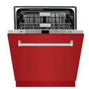 ZLINE 24-Inch Monument Series 3rd Rack Top Touch Control Dishwasher in Red Gloss with Stainless Steel Tub, 45dBa (DWMT-RG-24)