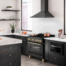 ZLINE Legacy Series Autograph Edition 36-inch Dual Fuel Range with 6 Gas Burner Stove and 4.6 Cu. Ft. Electric Oven in Black Stainless Steel with Gold Accents (RABZ-36-G)