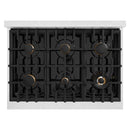 ZLINE Autograph Edition 36-Inch Select Series Gas Range with 6 Burner Cooktop and 5.2 Cu. Ft. Gas Convection Gas Oven in Satin Stainless Steel with White Matte Door and Matte Black Accents (HGRSZ-WM-36-MB)