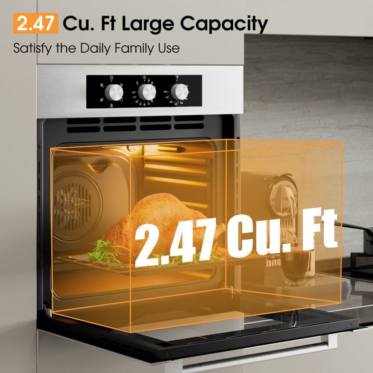 Costway 24 Inch Single Wall Oven 2.47Cu.ft with 5 Cooking Modes
