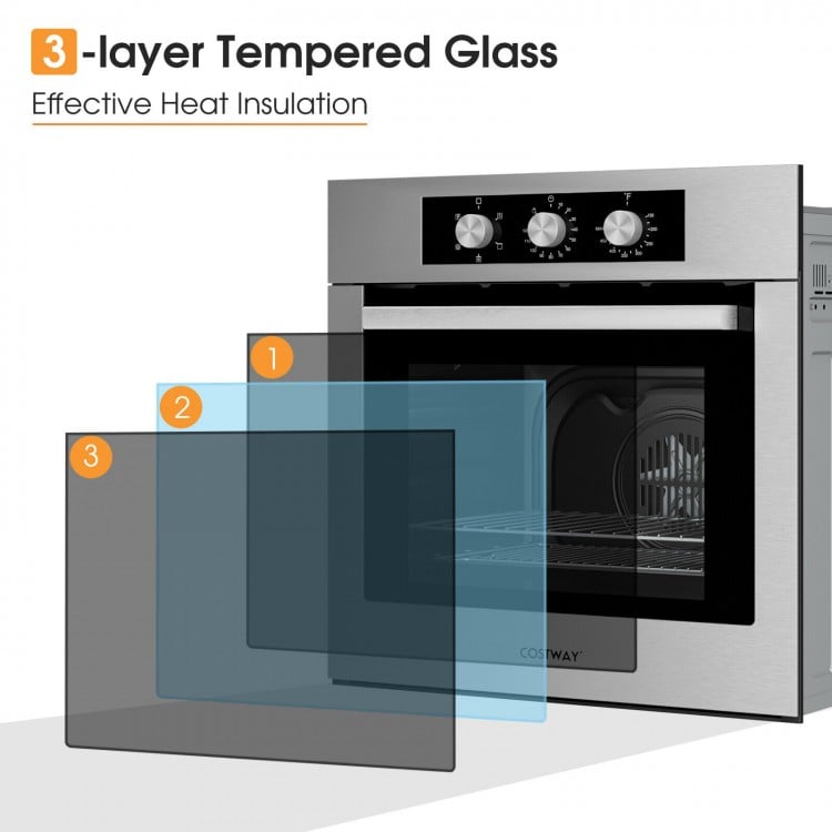 Costway 24 Inch Single Wall Oven 2.47Cu.ft with 5 Cooking Modes