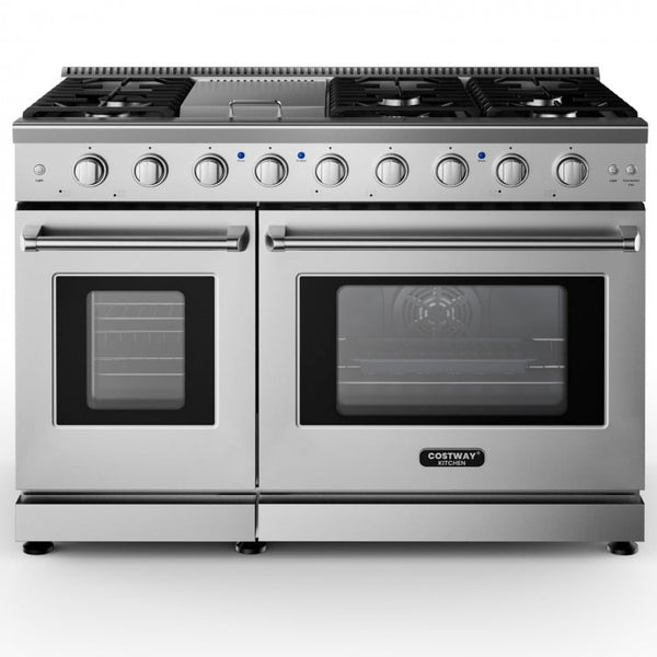 Costway 48 Inches Freestanding Natural Gas Range with 7 Burners Cooktop