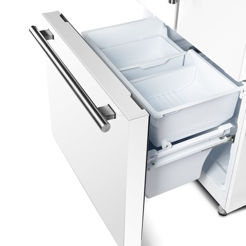 FORNO Espresso Gallipoli 30" 17.5 Cu. Ft. Refrigerator with Ice Maker in White with Silver Handles, FFFFD1974-31WHT