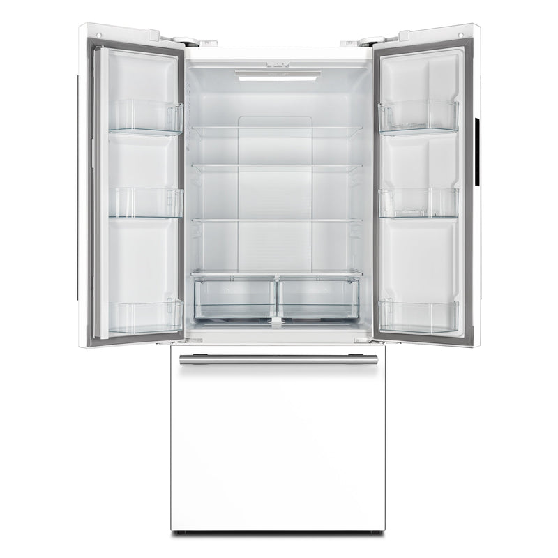 FORNO Espresso Gallipoli 30" 17.5 Cu. Ft. Refrigerator with Ice Maker in White with Silver Handles, FFFFD1974-31WHT