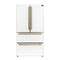 FORNO Espresso Moena 36" 19.2 cu. ft. Refrigerator with Ice Maker in White with Antique Brass Handles, FFRBI1820-36WHT