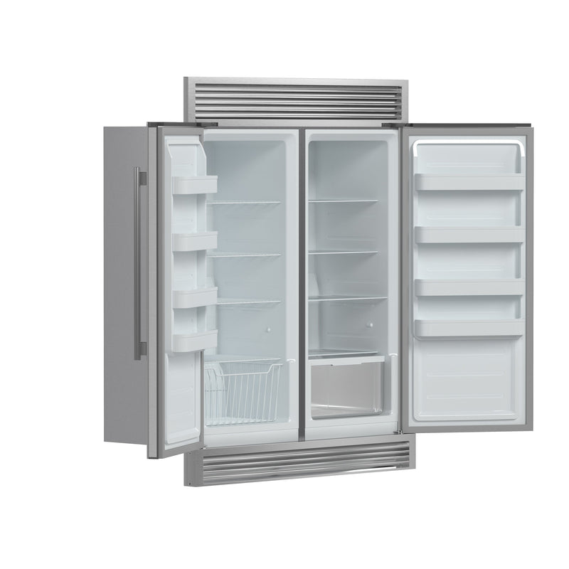 FORNO Rizzuto 60" 27.6 cu. ft. Refrigerator & Freezer in Stainless Steel with Grill Trim Kit, FFFFD1933-60S