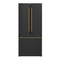 FORNO Espresso Gallipoli 30" 17.5 Cu. Ft. Refrigerator with Ice Maker in Black with Antique Brass Handles, FFFFD1974-31BLK