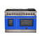 Forno 48-Inch Capriasca Dual Fuel Range with 8 Gas Burners and 240v Electric Oven in Stainless Steel with Blue Door (FFSGS6187-48BLU)