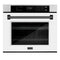 ZLINE 30-Inch Autograph Edition Professional True Convection Single Wall Oven with Air Fry and Self Clean in Stainless Steel with White Matte Door and Matte Black Handle (WASZ-WM-30-MB)