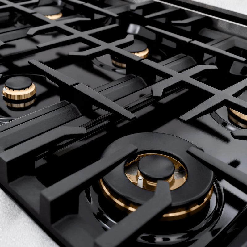 ZLINE Autograph Edition 36-Inch Select Series Gas Range with 6 Burner Cooktop and 5.2 Cu. Ft. Gas Convection Gas Oven in Satin Stainless Steel with White Matte Door and Matte Black Accents (HGRSZ-WM-36-MB)