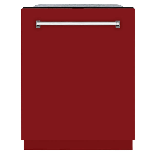 ZLINE 24-Inch Monument Series 3rd Rack Top Touch Control Dishwasher in Red Gloss with Stainless Steel Tub, 45dBa (DWMT-RG-24)